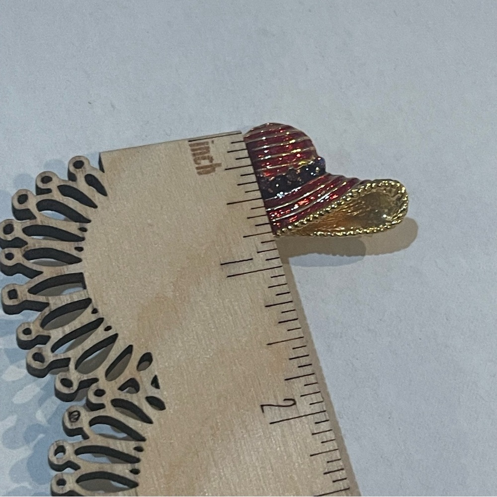 Vintage Red Hat Society Rhinestone Enamel Brooch - Picture 6 of 6